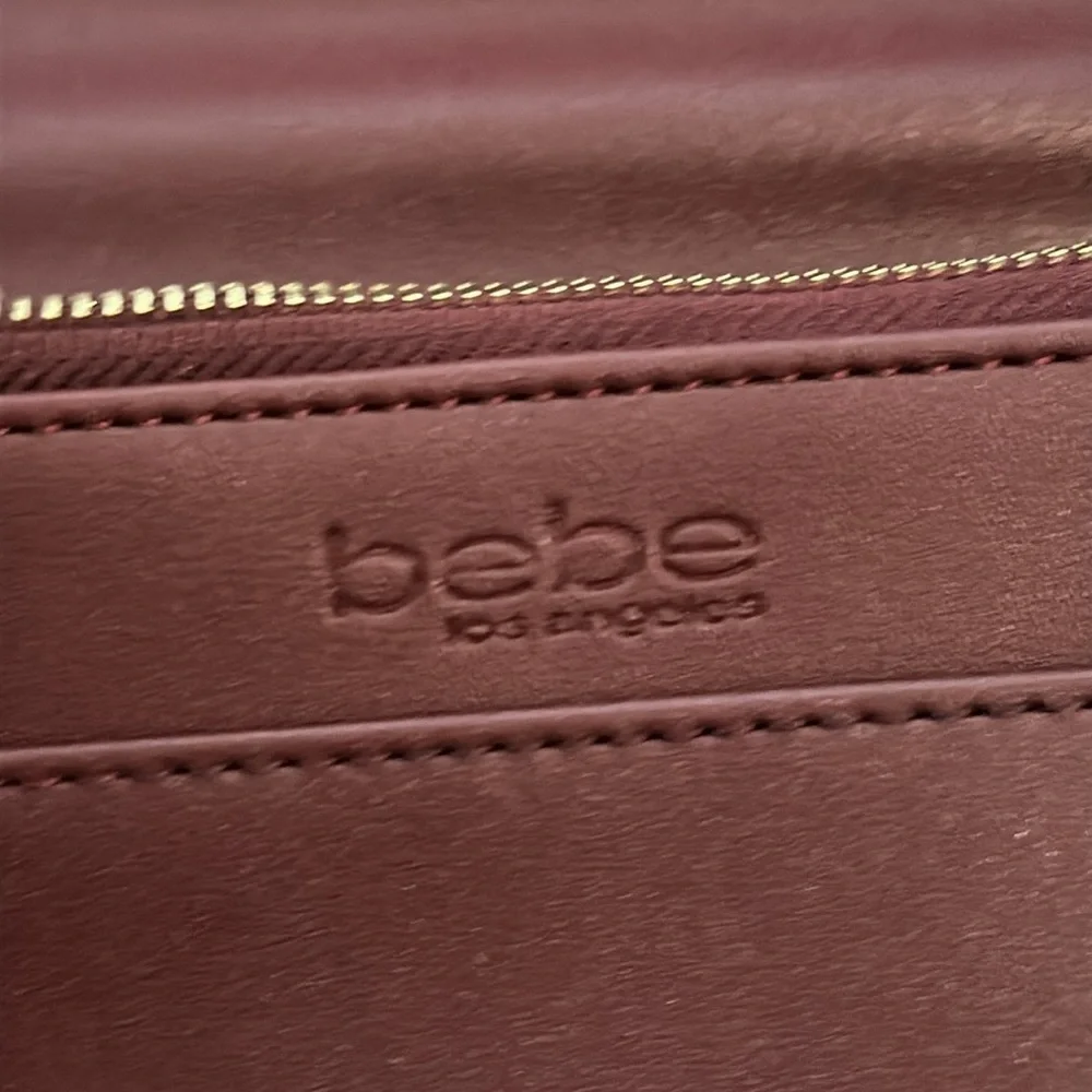 BEBE Sophia crossbody purse burgundy quilted gold hardware BNWOT